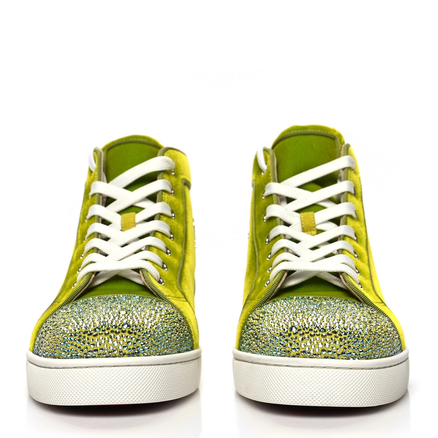 Velvet Calfskin Strass Womens Louis Flat Sneakers 41 Bourgeon Bianco