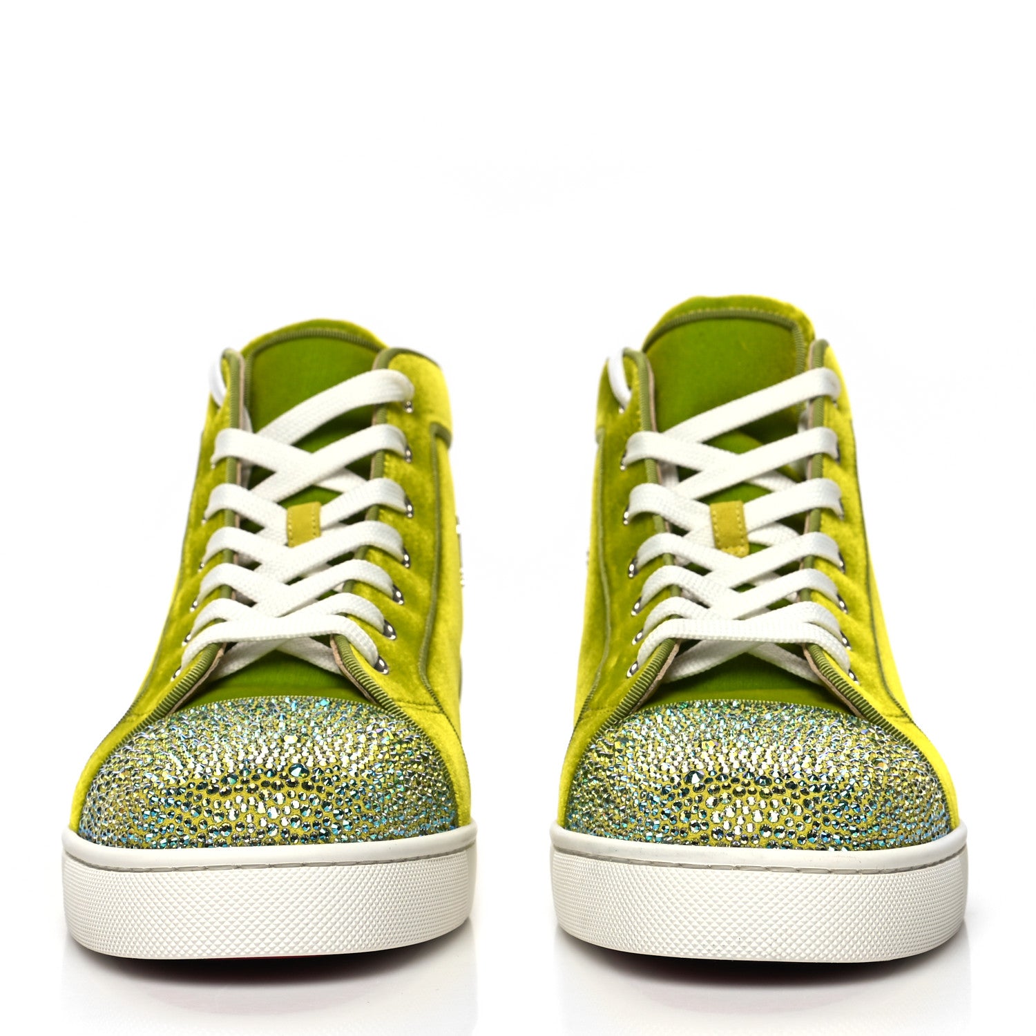Christian Louboutin Velvet Calfskin Strass Womens Louis Flat Sneakers 41 Bourgeon Bianco 2 of 9