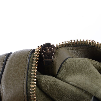 Valentino Garavani Alce Printed Calfskin Medium Rockstud Tote Army Green 7 of 9