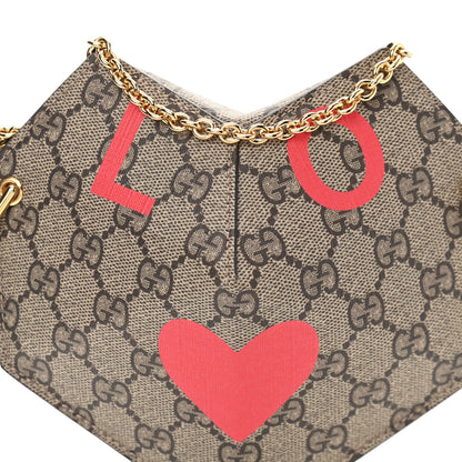Gucci GG Supreme Monogram Love Heart Valentines Day Mini Padlock Heart Bag Beige Ebony New Geranium 8 of 10