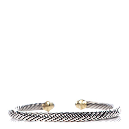David Yurman Sterling Silver 18K Yellow Gold Blue Sapphire 4mm Cable Kids Birthstone Bracelet 3 of 5