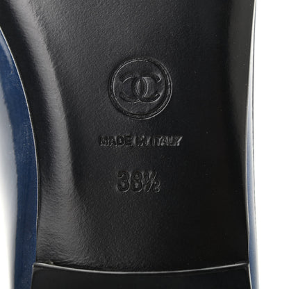 Chanel Patent CC Cap Toe Ballerina Flats 38.5 Blue Black 7 of 8