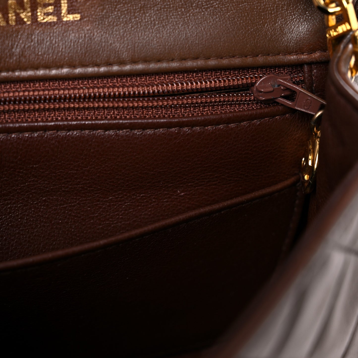 Lambskin Quilted Mini Square Flap Dark Brown