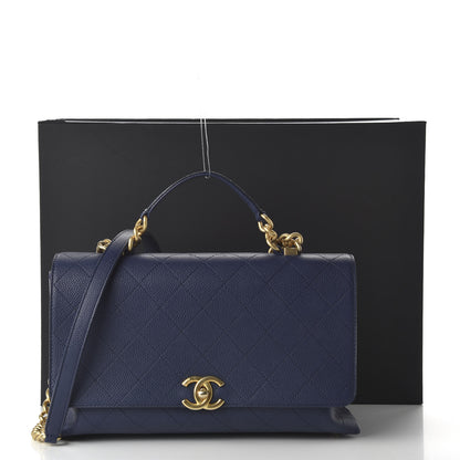 Chanel Grained Calfskin Stitched Flap Navy Blue 12 of 12
