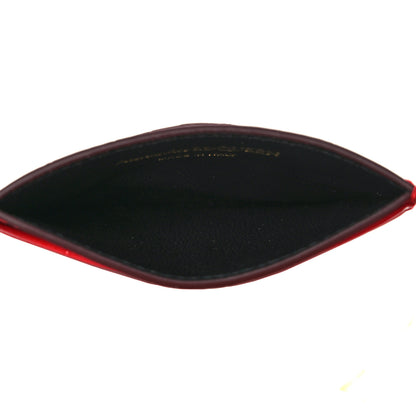 Alexander McQueen Calfskin Crocodile Embossed Skull Card Holder Scarlet Red 5 of 8