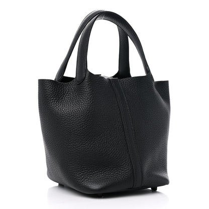 Hermes Taurillon Clemence Monochrome Picotin Lock 18 PM Black 3 of 9