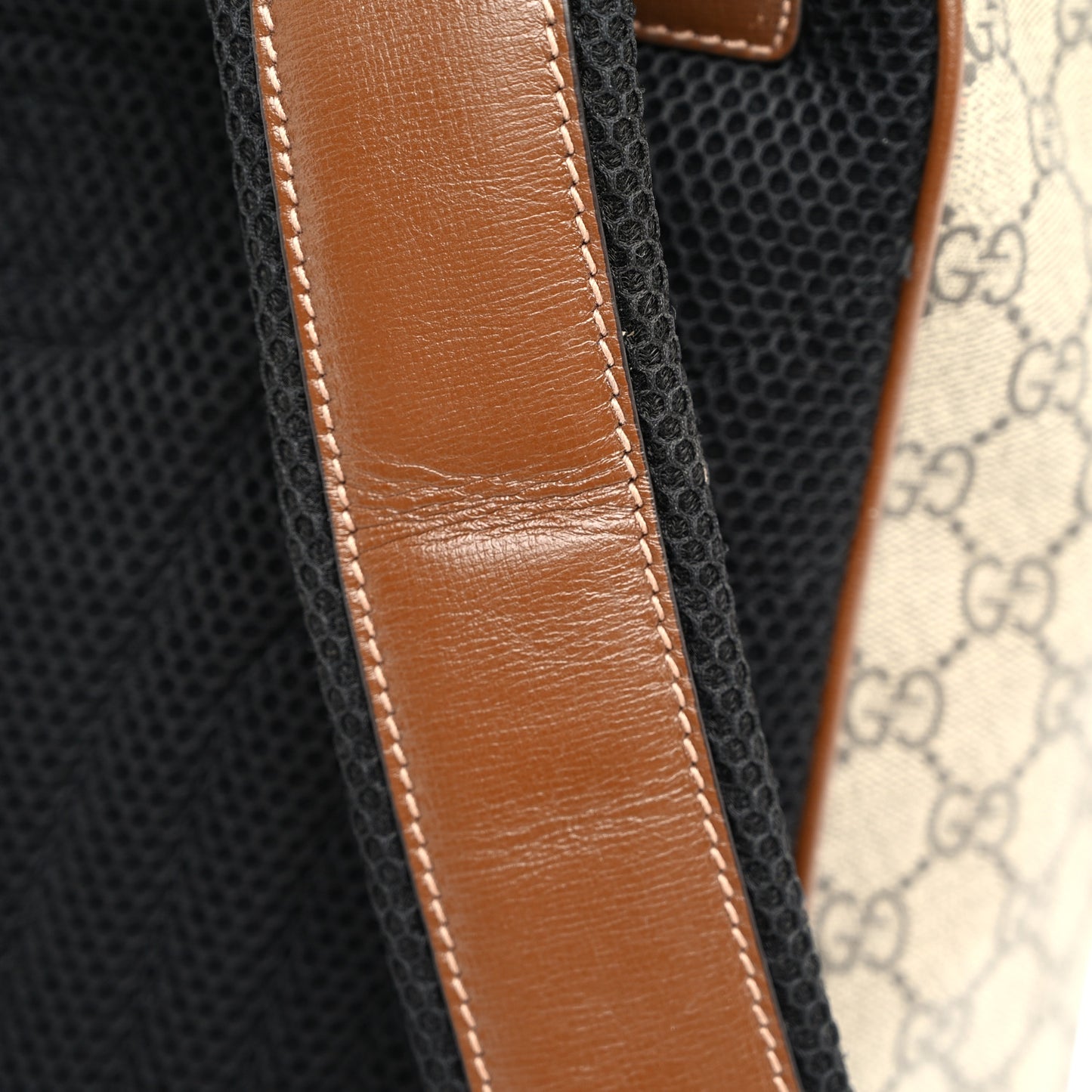 GG Supreme Monogram Azalea Calfskin Medium Retro Interlocking G Buckle Backpack Beige Ebony Brown Sugar