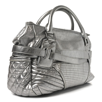Burberry Metallic Calfskin Winnieford Satchel Silver 3 of 9