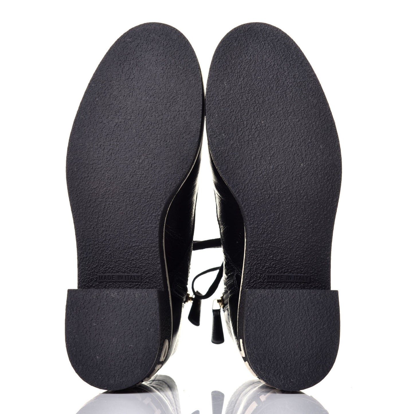 Shiny Crumpled Lambskin Lace Up Boots 36.5 Black