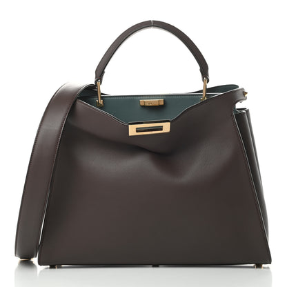 Fendi Vitello Large Peekaboo Iconic Essentially Satchel Brown Light Blue 3 of 16