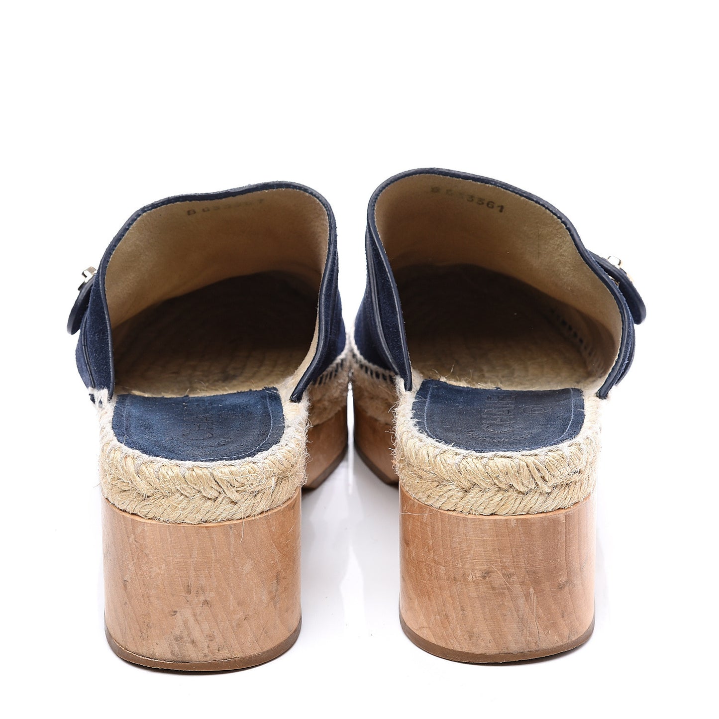 Suede Calfskin CC Turn Lock Clog 40 Navy