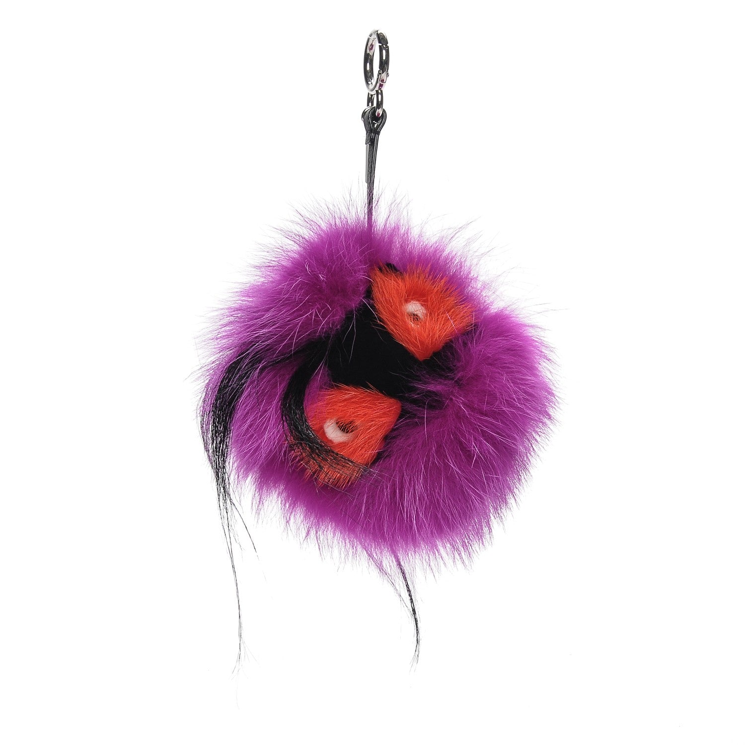 Fendi Fox Mink Goat Fur Oret Monster Bag Bug Charm Orchid Black 1 of 4
