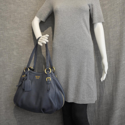 Prada Cervo Deerskin Large Tote Denim 2 of 9