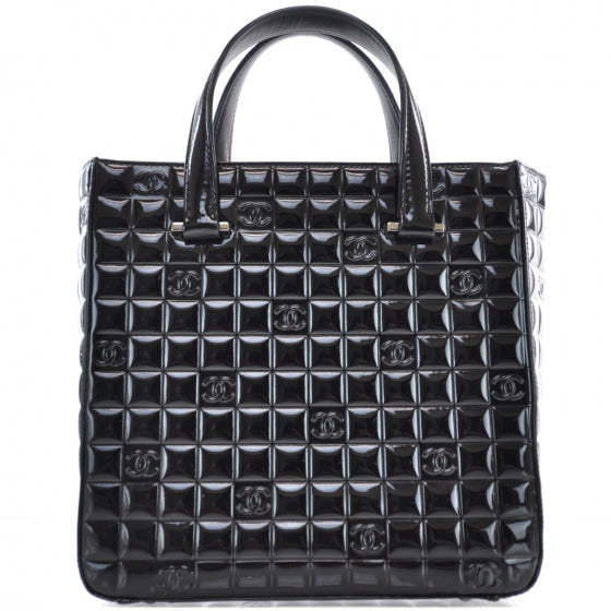 Chanel Patent Chocolate Bar Quilted Tote Black 1 of 10