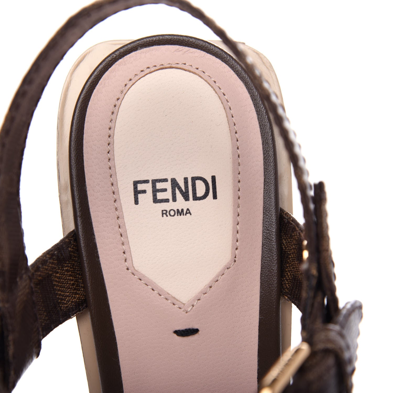 Fendi Glazed Fabric FF Wedge Sandals 38 Tobacco Moro 8 of 9