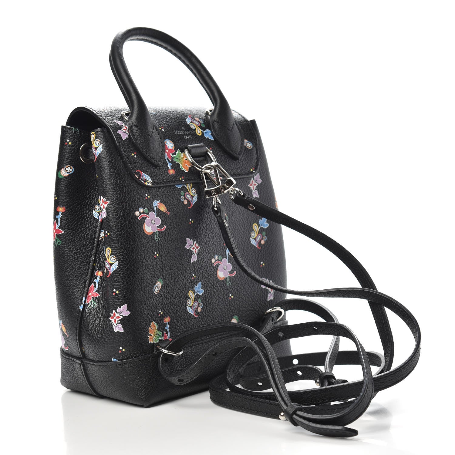 Louis Vuitton Calfskin Flower Lockme Mini Backpack Black Multicolor 2 of 8