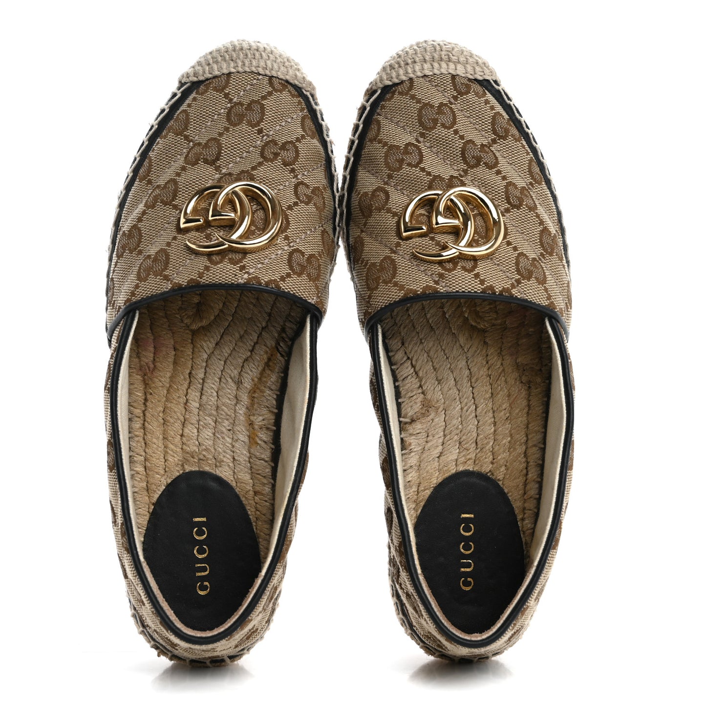 Monogram Matelasse Diagonal GG Marmont Espadrilles 35 Beige Ebony Black