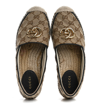 Gucci Monogram Matelasse Diagonal GG Marmont Espadrilles 35 Beige Ebony Black 2 of 14