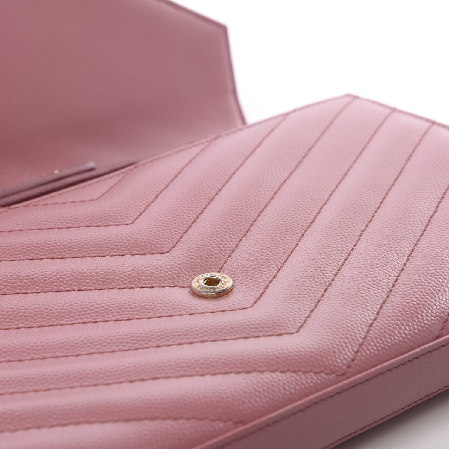 Saint Laurent Grain De Poudre Matelasse Chevron Monogram Chain Wallet Blush Fonce 10 of 10