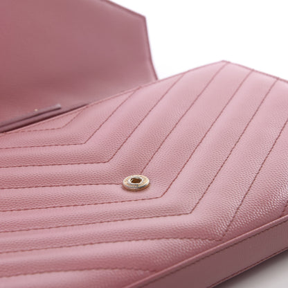 Saint Laurent Grain De Poudre Matelasse Chevron Monogram Chain Wallet Blush Fonce 10 of 10