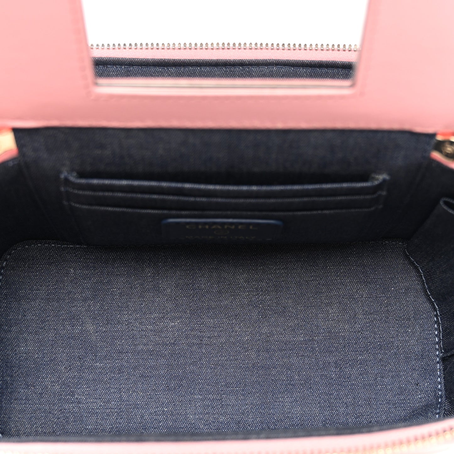 Lambskin Resin Elegant Chain Vanity Case Pink