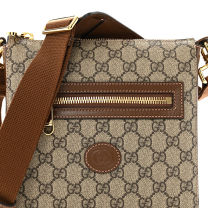 Gucci GG Supreme Monogram Azalea Calfskin Retro Interlocking G Flat Messenger Bag Beige Ebony Brown Sugar 8 of 11
