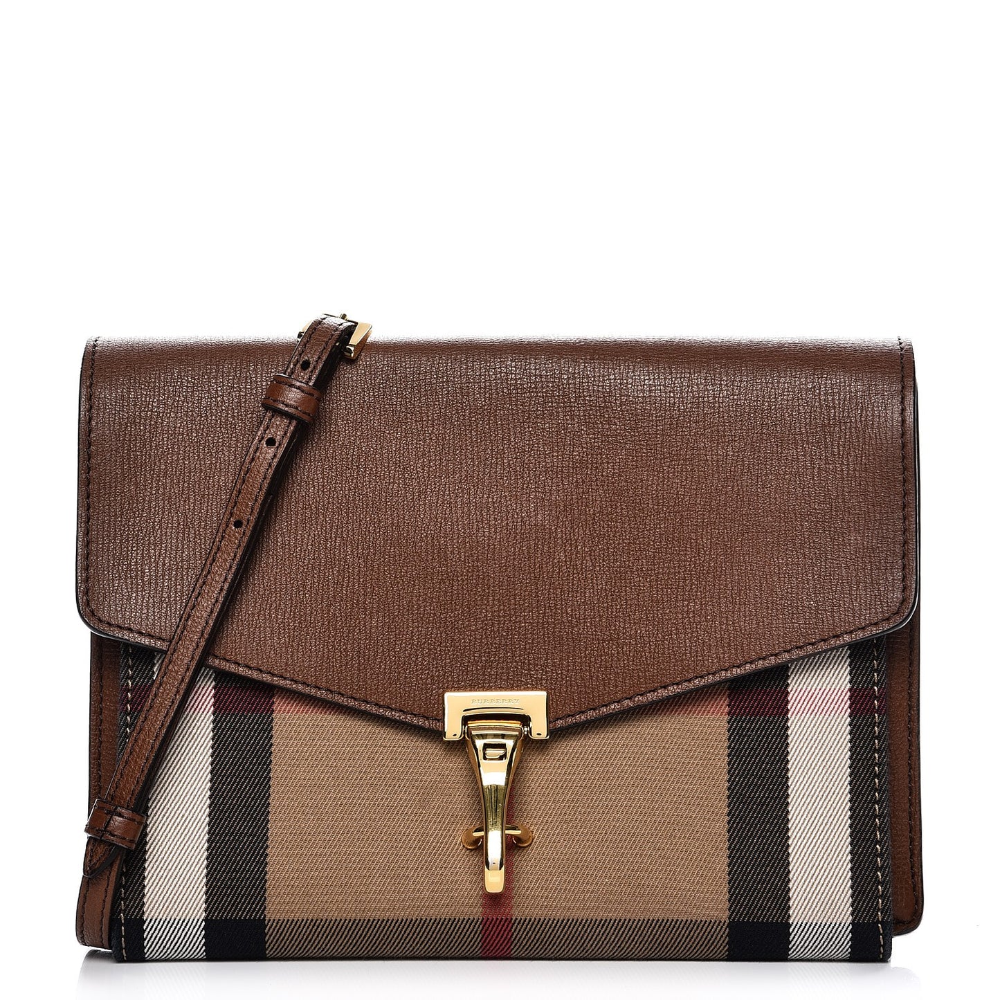 Derby Calfskin House Check Small Macken Crossbody Bag Tan