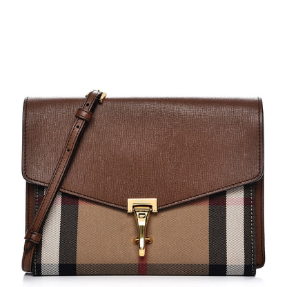 Burberry Derby Calfskin House Check Small Macken Crossbody Bag Tan 1 of 9