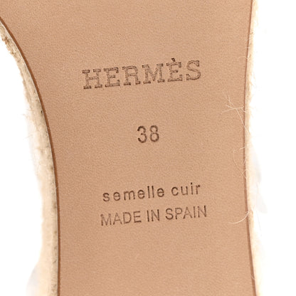 Hermes Goatskin Elda Espadrille Wedge Sandals 38 White 7 of 9