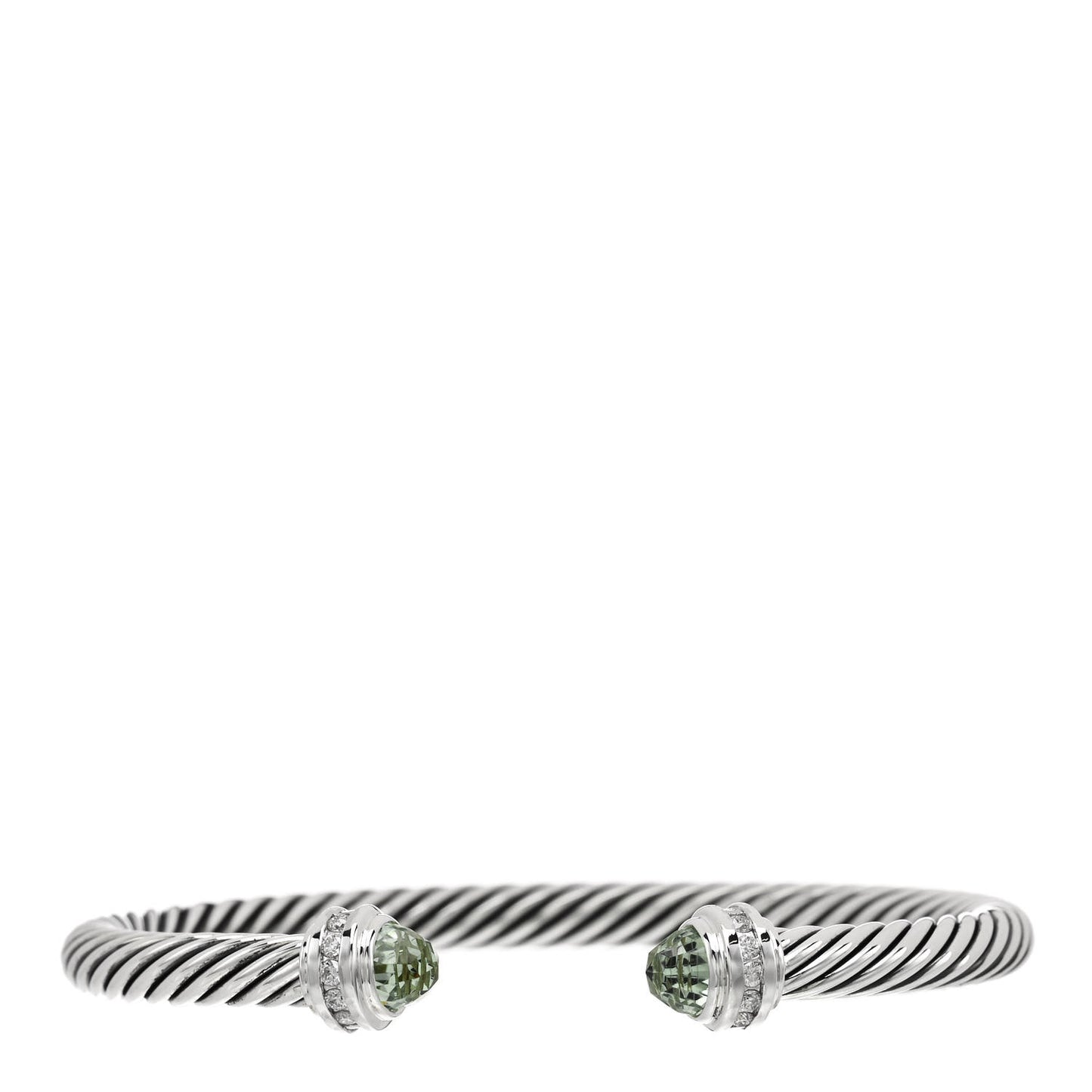 Sterling Silver Diamond Prasiolite 5mm Cable Classics Princess Bracelet