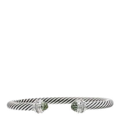 David Yurman Sterling Silver Diamond Prasiolite 5mm Cable Classics Princess Bracelet 1 of 3