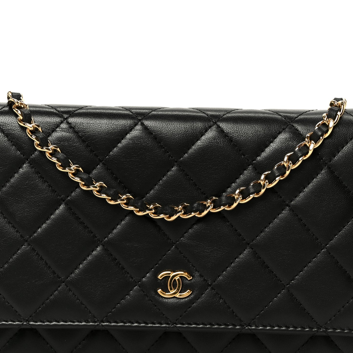 Lambskin Quilted Wallet On Chain WOC Black