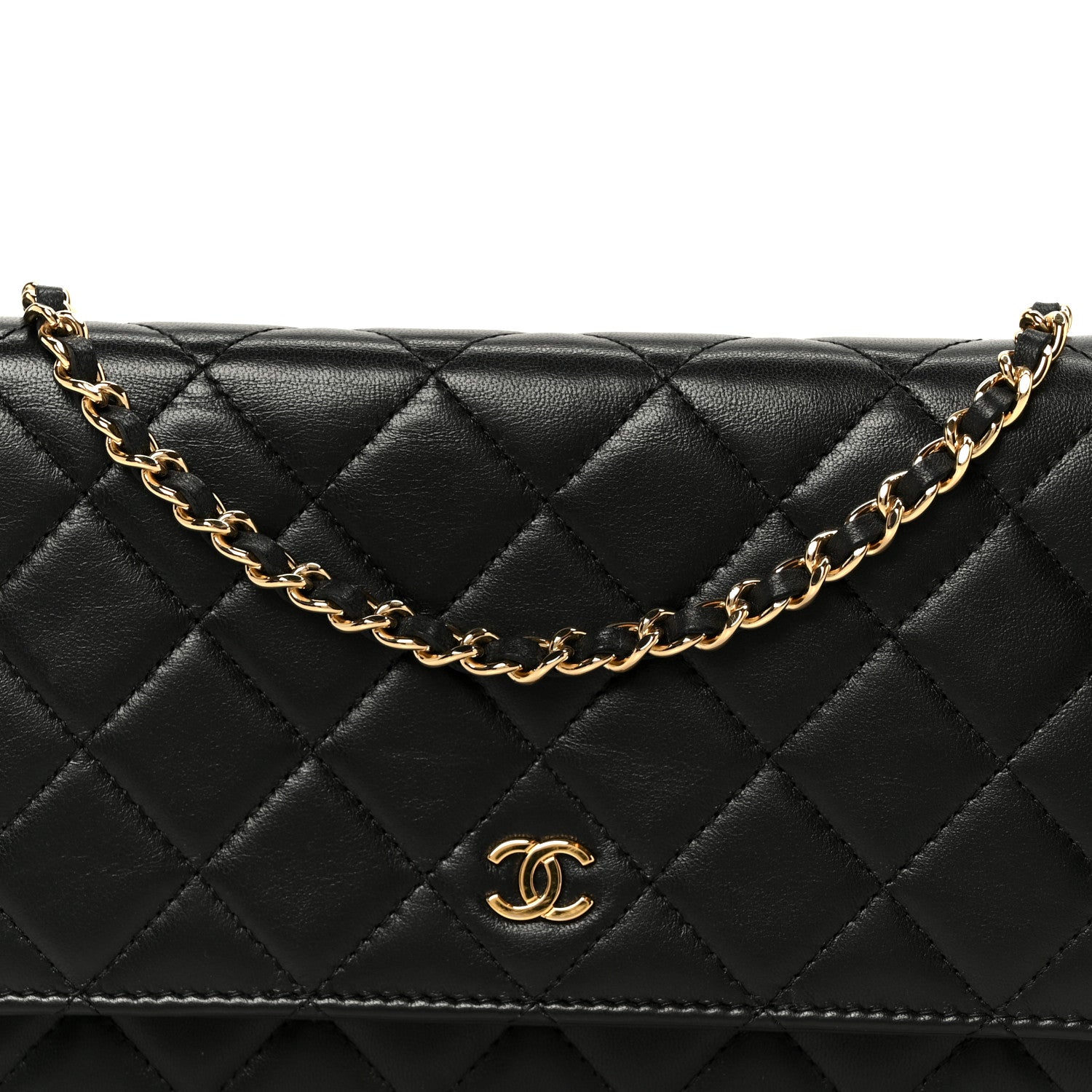 Chanel Lambskin Quilted Wallet On Chain WOC Black 9 of 13