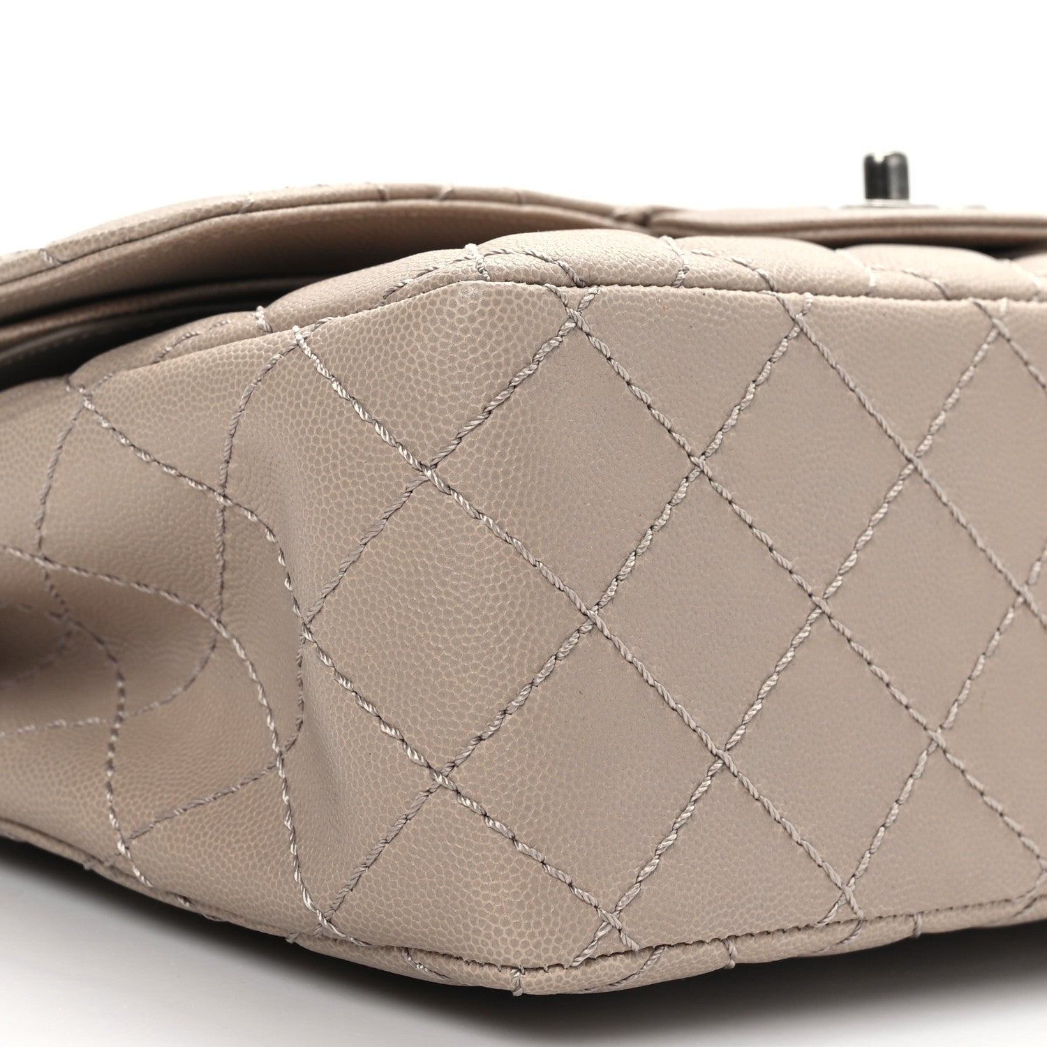 Chanel Washed Caviar Quilted Jumbo Double Flap Taupe 8 of 10