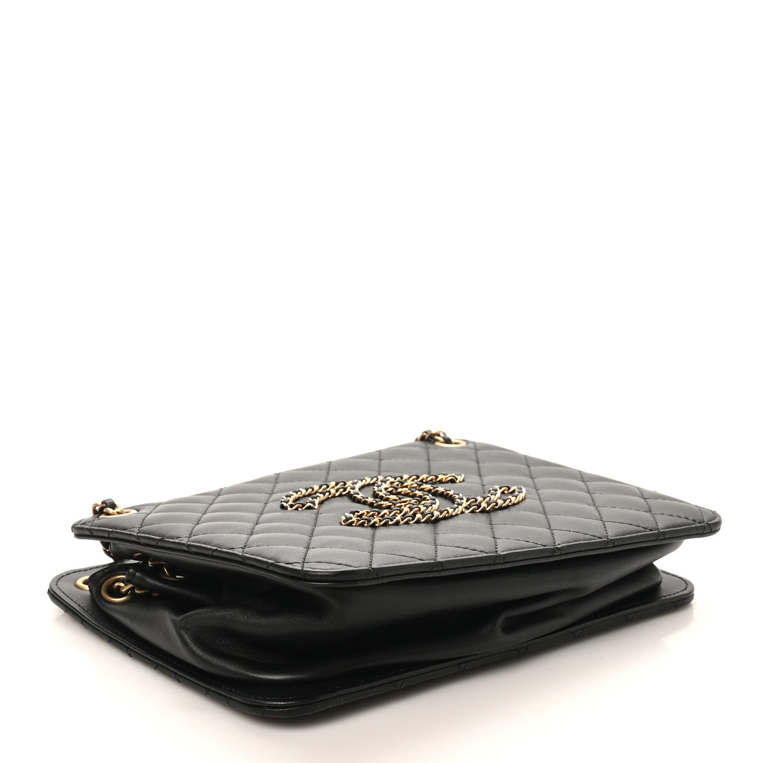 Chanel Calfskin Quilted CC Chain Accordion Tote Black 4 of 10