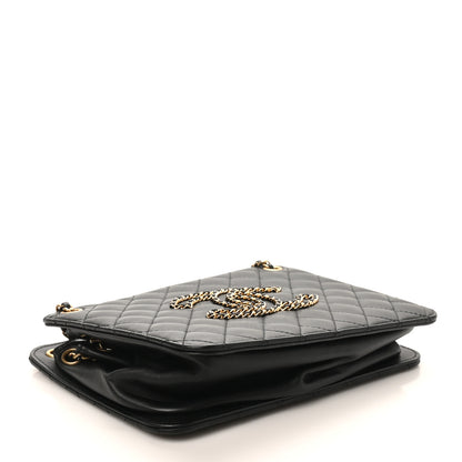 Chanel Calfskin Quilted CC Chain Accordion Tote Black 4 of 10