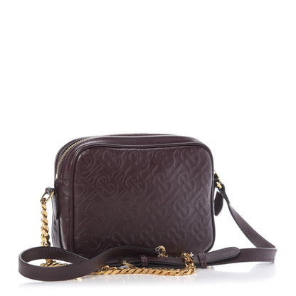 Burberry Calfskin Embossed Monogram Camera Chain Bag Dark Burgundy 3 of 9