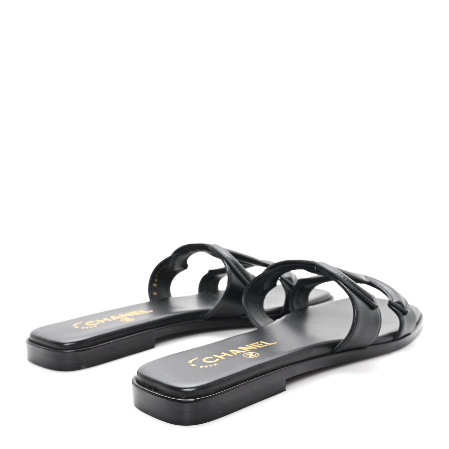 Lambskin CC Cut Out Mules Sandals 41 Black