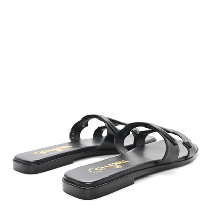Chanel Lambskin CC Cut Out Mules Sandals 41 Black 5 of 9