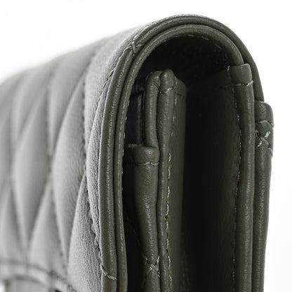 Chanel Lambskin Quilted Flap Card Holder Wallet Khaki 9 of 11