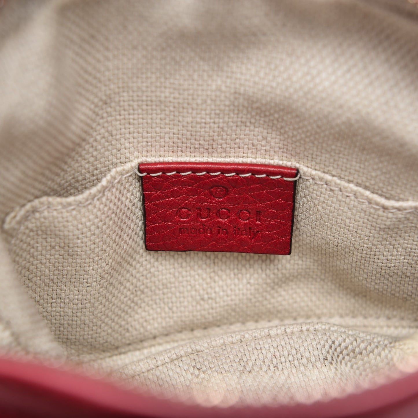 Pebbled Calfskin Mini Soho Chain Bag Tabasco Red