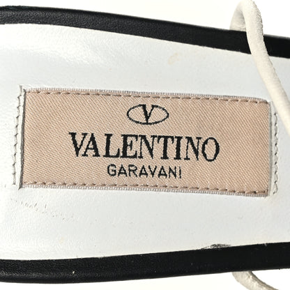 Valentino Garavani Calfskin Free Rockstud Ankle T-Strap Sandals 39 Black Optic White 7 of 11