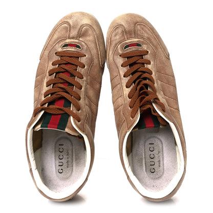 Gucci GG Monogram Suede Web Mens Shift Sneakers 9.5 Beige Brown 2 of 11