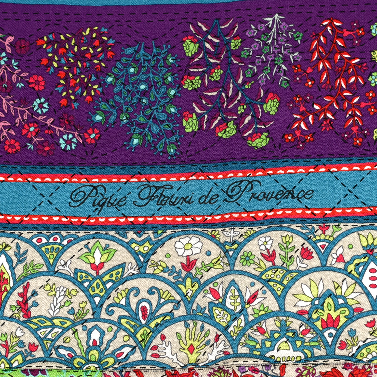 Hermes Cashmere Silk Pique Fleuri de Provence Shawl 140 Canard Violet Framboise 4 of 6