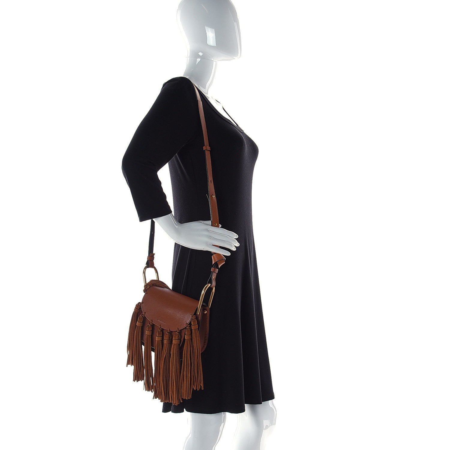 Chloe Calfskin Hudson Fringe Shoulder Bag Caramel 2 of 12