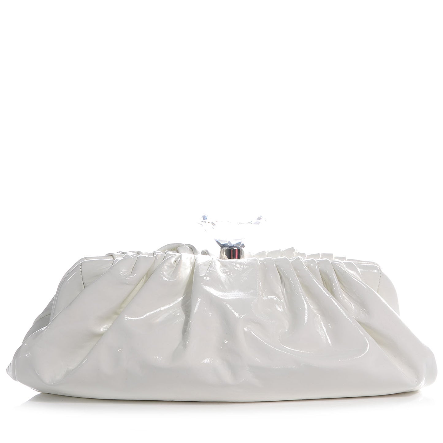 Vinyl Diamond Kiss Lock Clutch Ivory