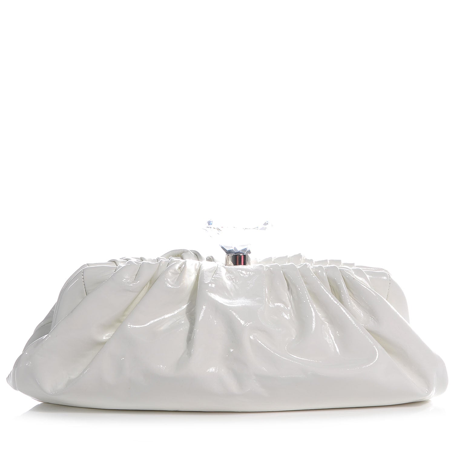 Chanel Vinyl Diamond Kiss Lock Clutch Ivory 1 of 8