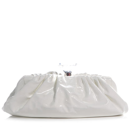 Chanel Vinyl Diamond Kiss Lock Clutch Ivory 1 of 8