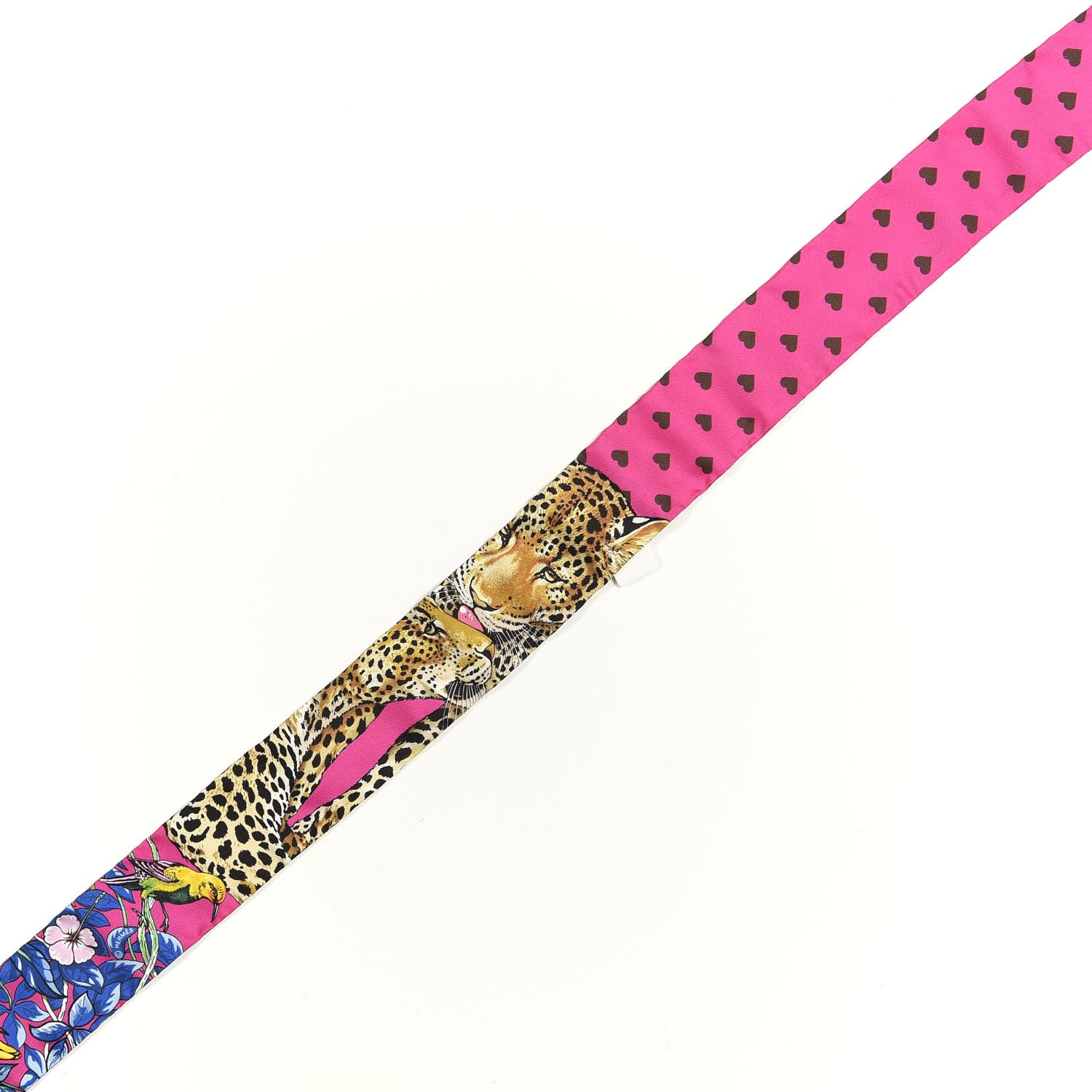 Hermes Silk Jungle Love Love Twilly Rose Vif Bleu Roy 5 of 5