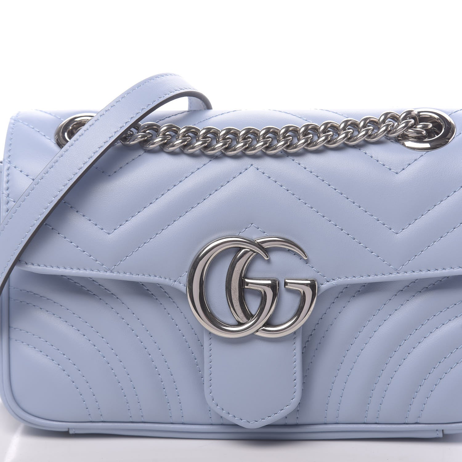 Gucci Calfskin Matelasse Mini GG Marmont Shoulder Bag Porcelain Light Blue 10 of 10